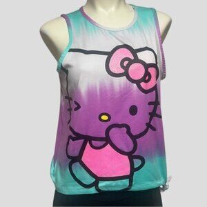 Hello Kitty Silly Move Turquoise and Purple Front Tie Tank Top